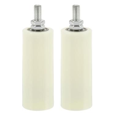 Imagem de PATIKIL Rolo de guia de portão deslizante de 12 x 5 cm, 2 peças de rolos de nylon ajustáveis para portão deslizante de varandas, quartos, banheiros, lojas, indústria, branco