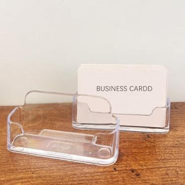 Imagem de Suporte de cartão de visita de acrílico para mesa, suporte de cartão de plástico transparente com capacidade de 30 a 50 para escritório, recepção, organizador de mesa em casa