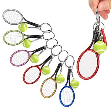 Imagem de RiToEasysports Conjunto de Chaveiro Em Formato de Raquete e Tênis, Mini Chaveiros Duráveis ​​com Ornamento de Bolsa Em 6 Cores para Presentear