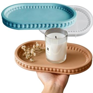 Imagem de Wehous Moldes ovais de silicone para concreto de resina, recipiente de bandeja, moldes de fundição de resina epóxi, suporte de vela, placa de bugiganga de joias, molde de armazenamento exclusivo para