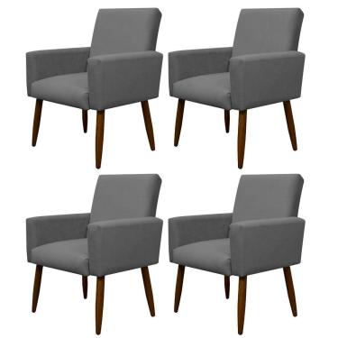 Imagem de Kit 4 Poltronas Decorativa Sala E Quarto Nina Suede Herrero Cor:cinza