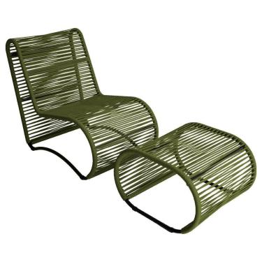 Imagem de Cadeira Poltrona E Puff Porto Para área Externa Em Alumínio Verde