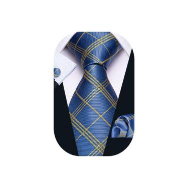 Imagem de Conjunto clássico de listras de tecido Necktie Barry.Wang, azul, amare
