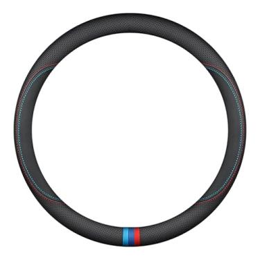 Imagem de Erivis Capa de volante de carro de couro Nappa ajuste personalizado para Mazda CX-5 CX-50 CX-30 CX-7 CX-9 MX-5 Miata 3/5/6 RX-8 acessórios, universal 14,5-15 polegadas com logotipo, antiderrapante e