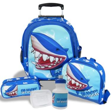 Imagem de Kit Mochila Shark Tubarão Com Rodinhas Tam M com Lancheira e Estojo
