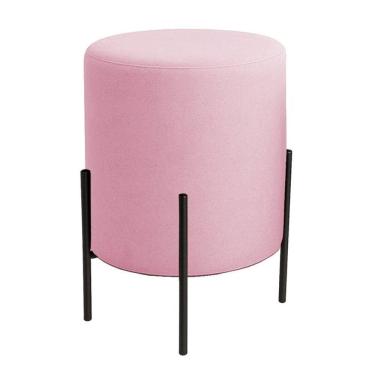 Imagem de Puff Orgânico Boucle Thor Com Pés De Ferro Preto Rosê