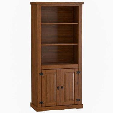 Imagem de Estante Livreiro 2 Portas 100% Madeira Imperial Imbuia Fosco