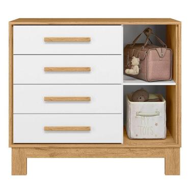 Imagem de Cômoda Sapateira Infantil 1 Porta 4 Gavetas Q Encanto Slim Freijo-off White