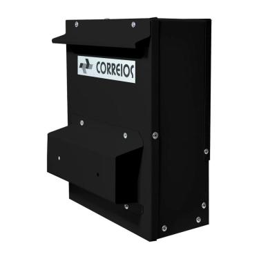 Imagem de Caixa Correio Preta Embutir Cartas Suporte Cerca 20 X 27 X 12cm - Fp