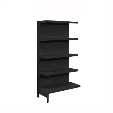 Imagem de Gôndola Prateleira Preta 5 Níveis 40x30 New Plus 1,70 Central Continuação Pe Preto - Sa Gôndolas