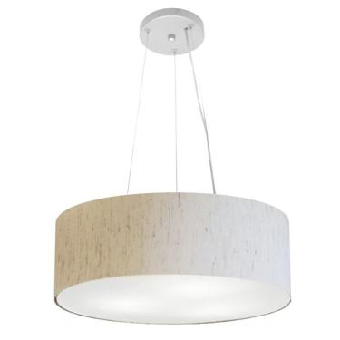 Imagem de Lustre Luminária Pendente Cupula Em Tecido Md-39803 - Bivolt - Para 3 Lâmpadas E27 - Lustres Vivare Linho-bege 45x15cm