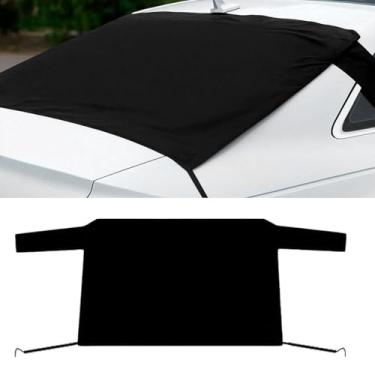 Imagem de UHANBUT Capa de gelo de neve para para-brisa traseiro de carro, sombra solar impermeável Oxford, 143 cm × 89 cm, capa protetora à prova de vento, acessórios externos automotivos de inverno para SUV