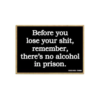 Imagem de Honey Dew Gifts, Before You Lose Your Shit Remember No Alcohol in Prison, 6,3 cm x 9 cm, ímãs de geladeira, decorações de armários, decoração de cozinha sarcástica, 754886