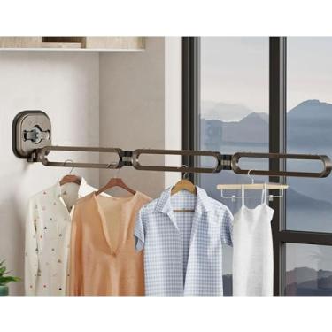 Imagem de Hhsdyl Estante de Roupas Durável e Robusta, Varal de Parede Dobrável e Retrátil para Secar Roupa, para Uso Interior/Exterior, Lavandaria, Casa de Banho e Varanda,B,Three