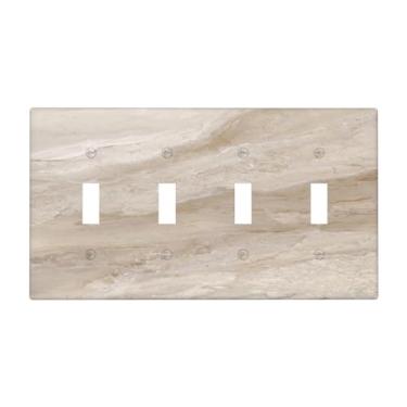 Imagem de Nadoabtm Placa de cobertura para interruptor de luz, padrão de mármore, bege, 4 gangues, quadriciclos, interruptores decorativos, capa de tomada elétrica, placa de parede para decoração de casa de