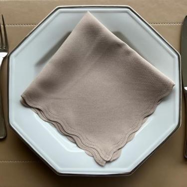 Imagem de Guardanapo de Tecido Oxford Kit 100 Acabamento a Laser 33 x 33 CM Mesa Posta (Bege Caqui)