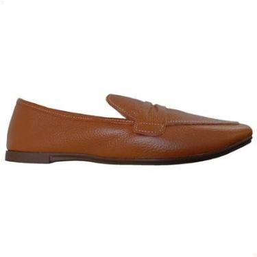 Imagem de Mocassim Loafer Feminino Couro Legitimo Casual Capuccino Conforto-Feminino