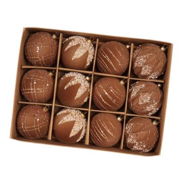 Imagem de oshhni Enfeites de bolas de Natal, pingentes, decoração natalina, enfeites para pendurar na árvore de Natal para ambientes internos, shoppings, hotéis e, 12 Unidades de Café de 8 Cm