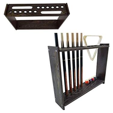 Imagem de Suporte para tacos de bilhar Suporte de piso de piscina de madeira para tacos de bilhar acessório de mesa de bilhar comporta até 12 tacos, economia de espaço fácil de montar