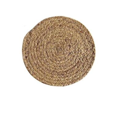 Imagem de HSYHKDSY Jogo americano redondo elíptico de jacinto de água natural de 10-36 cm para mesa de jantar, jogo americano grande feito à mão resistente ao calor (natural 130 cm b)