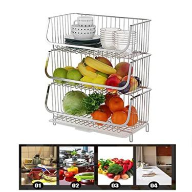 Imagem de BSNANCA Escorredor de louça, escorredor de pratos de 3 níveis, escorredor de pratos de aço inoxidável, com placa de drenagem removível, suporte de utensílios para bancada de cozinha, suporte livre (A