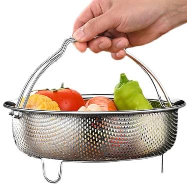 Imagem de Cesto De Vapor Em Aço Inoxidável - Vaporizador Multifuncional De Aço Inoxidável Com Alça,Inserção De Coador De Metal Para Panela,Para Legumes Carne Comida E Massa