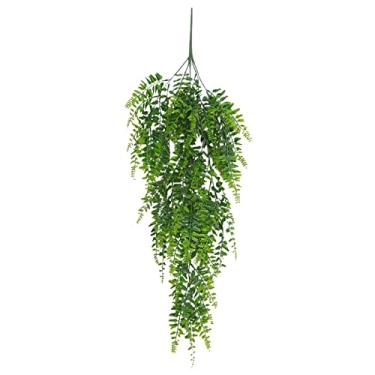 Imagem de Yalych Plantas simuladas de grama persa para pendurar na parede, decoração de família, trepadeira sintética de clorofito, um 5 garfos de flores artificiais flores artificiais