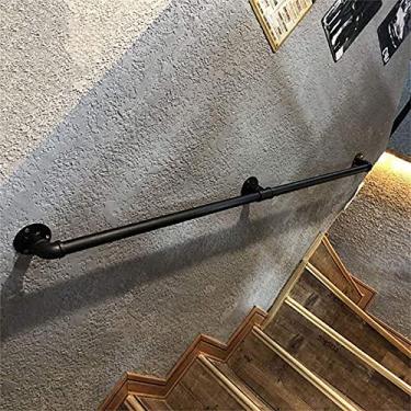 Imagem de SENNIAN Corrimão de escada (1 pés-6 m). Trilho de corrimão antiderrapante de ferro forjado suporte de parede trilhos de mão para escadas, haste de suporte de trilhos de corredor loft, kit de barra de
