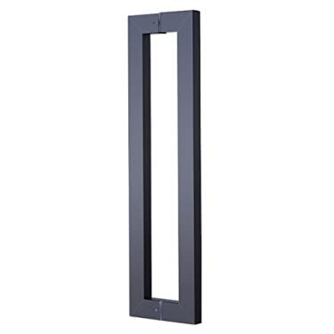 Imagem de Suportes sólidos de aço inoxidável resistente puxador de porta dupla face/puxador de porta de celeiro/entrada de chuveiro/puxadores de vidro, acabamento preto fosco (tamanho: 120 x 116,2 cm)