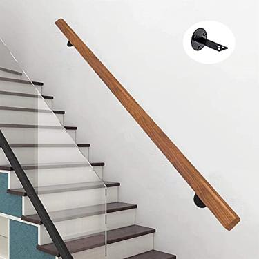 Imagem de SENNIAN Corrimão de escada - Kit completo (1 m - 6 m). Trilhos de escada de madeira maciça, alças antiderrapantes interiores de vila Loft Cerca de corredor de acesso familiar, pinho (Tamanho: 390 cm)