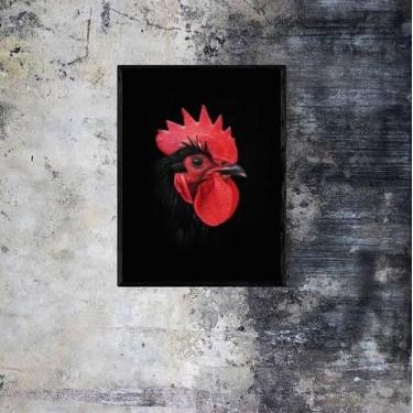 Imagem de Quadro Decorativo Fotografia Galo Moldura Preta 24X18Cm - Quadros On-L