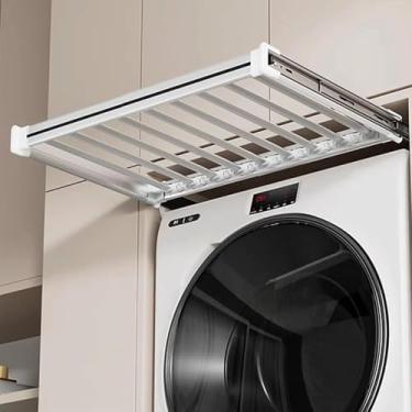 Imagem de Suporte extensível para calças de puxar para fora, gaveta, guarda-roupa, suporte para calças, acima da máquina de lavar, prateleira de secar multifuncional, suporte oculto para roupas, economia de