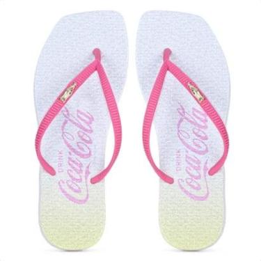Imagem de Chinelo Coca Cola Gradient Shine Branco Amarelo e Rosa - Feminino-Feminino