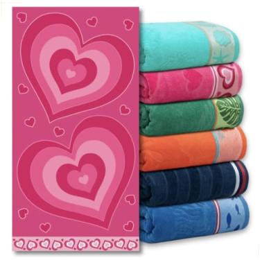 Imagem de Toalha De Banho Banhão Praia Piscina Gigante 80x150cm Verão (CORAÇÃO)