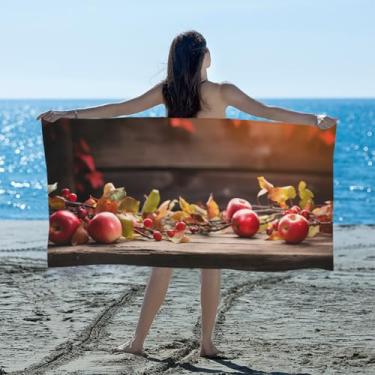 Imagem de hongjinglin Toalha de praia absorvente de secagem rápida fruta maçã outono madeira microfibra leve toalha de piscina toalhas de banho macias sem areia para praia, natação, banheiro, chuveiro