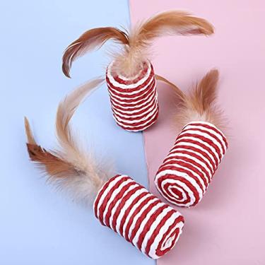 Imagem de Naroote Brinquedo Interativo de Rolamento de Corda de Papel Resistente a Arranhões para Gatos, Brinquedo de Exercício Atraente e Engraçado para Gatos