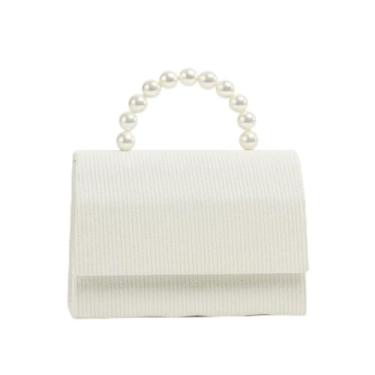 Imagem de Bolsa Infantil Elegante com Alça de Pérolas, Luxo e Brilho para Princesas, Acessório Fashion (Branco)