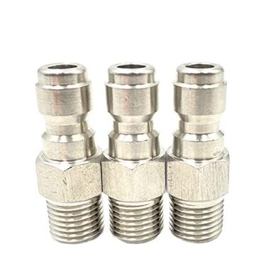Imagem de Bumugufu 3 Peças De Encaixe Npt Macho De 1/4 De Polegada 5000 Psi, Acoplador De Lavadora De Pressão Sólida, Plugue De Conexão Rápida Macho
