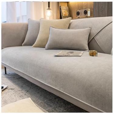 Imagem de SPXMQSS Capas de sofá para sofá secional, capas de sofá macias, capas de sofá de chenille de 1/2/3/4 lugares, antiderrapantes, capas de almofada de sofá em forma de L, protetor de móveis D 45 x 45 cm