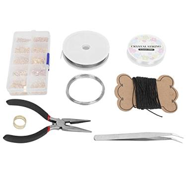 Imagem de Kit de ferramentas para fabricação de joias Conjunto completo de acessórios DIY com fecho lagosta, alicate de corda de cera, pinça para reparo de brincos, artesanato, projetos de (Ouro - conjunto completo (com ferramentas))