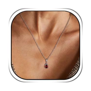 Imagem de HZMAN Colar de cristal em gota para mulheres, pingente de gota d'água de aço inoxidável com pedras brilhantes, joia delicada e elegante presente para ela, Aço inoxidável, Zircônia cúbica