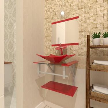 Imagem de Combo 2 em 1 Gabinete de Vidro 45cm para Banheiro Cuba Retangular - Bi