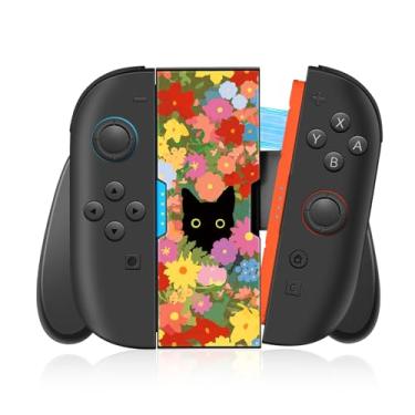 Imagem de Gurgitat Joy-Con Grip for Nintendo Switch 2 - Joy-Con 2 Ergonomic Controller Handheld Comfort Grip Cute Cartoon Anime Design for Women Men Boys Girls Teens, Cat Flower
