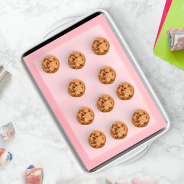 Imagem de Tapete de silicone antiaderente, retangular, rolo de pastelaria para biscoitos, tortas e massa de pão, reutilizável, forno, seguro, fácil de limpar, ferramenta de cozinha, rosa, 40 x 29 cm