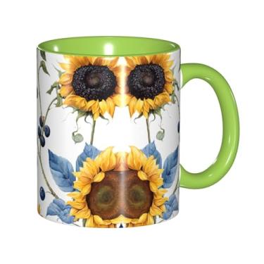 Imagem de Zeraoke Impressão de girassol canecas de café criativas, personalizadas, presente para família, tamanho 325 ml, unissex
