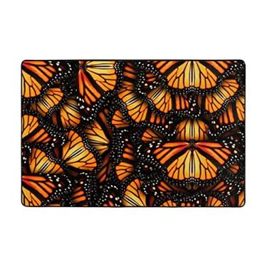 Imagem de Zeraoke Tapetes de área de borboletas laranja para sala de estar de 1,2 x 1,8 m, tapete macio e moderno, tapetes felpudos antiderrapantes para decoração de casa, tapete lavável para quarto, jantar,