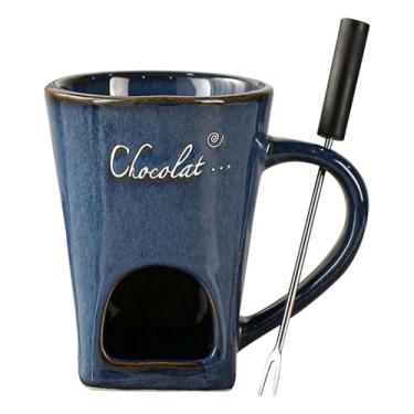 Imagem de Caneca de Fondue,Pote De 130ml Com Garfo Para Derreter | Pote Pequeno para Fondue Doce | Para Casa Cozinha Restaurante Apartamento Acampamento Festas Adultos Família Férias Casamento