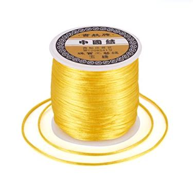 Imagem de Cordão de seda para fabricação de joias, cordão de cetim de nylon de 1 mm, cordão de contas sedosas, cordões de nó chinês para pulseiras Kumihimo, colar de chaveiro (ouro)