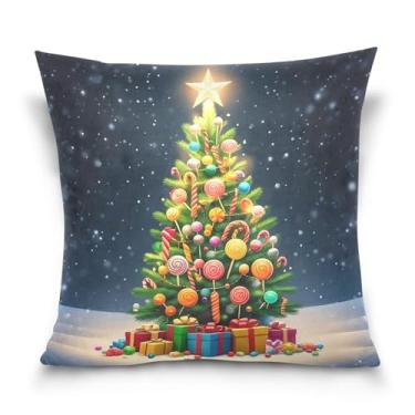 Imagem de Burbuja Capas de almofada 45,7 x 45,7 cm, árvore de Natal de veludo macio, capa decorativa para sofá, sofá, sala de estar, quarto