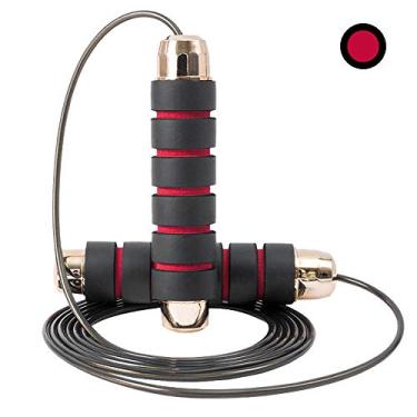 Imagem de Corda de Pular Comprimento Ajustável com Rolamento Aço Fino Cabo Resistente e Punho Espuma para Treinamento Fitness Exer